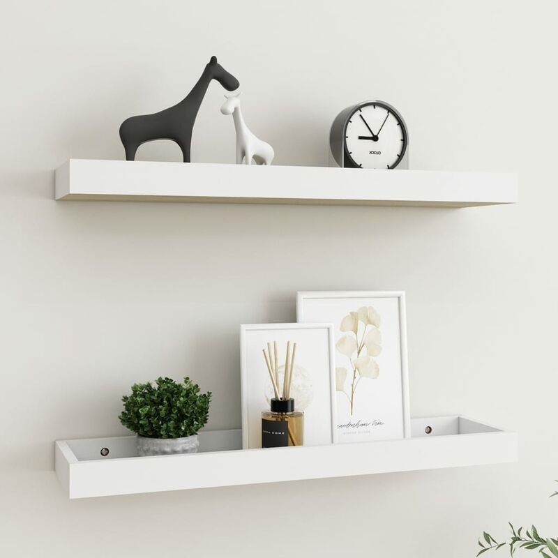 

Estantes de pared Loggia 2 uds blanco y roble 60x15x4 cm MDF