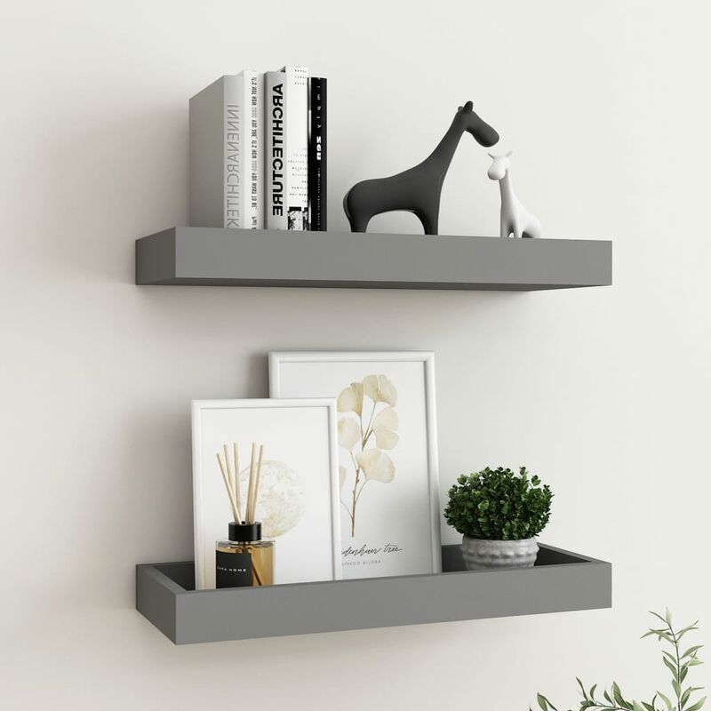 

Estantes de pared Loggia 2 uds gris 40x15x4 cm MDF