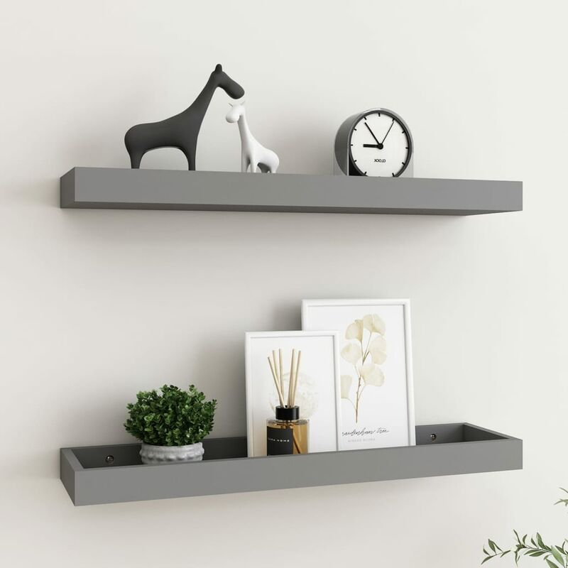 

Estantes de pared Loggia 2 uds gris 60x15x4 cm MDF