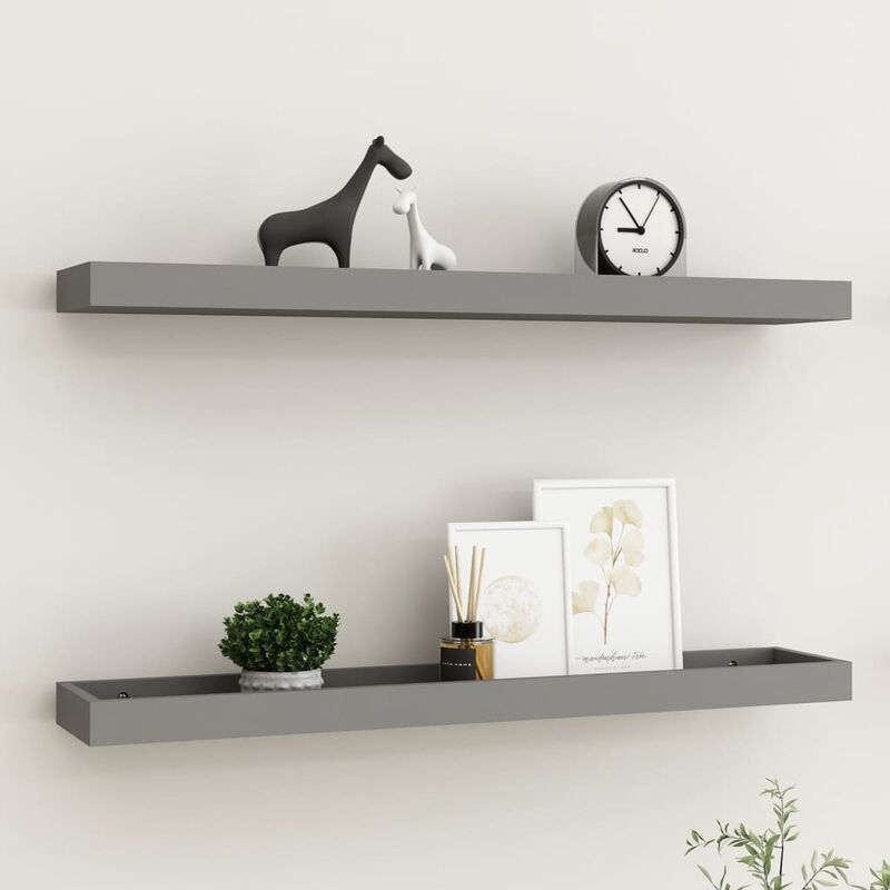 

Estantes de pared Loggia 2 uds gris 80x15x4 cm MDF