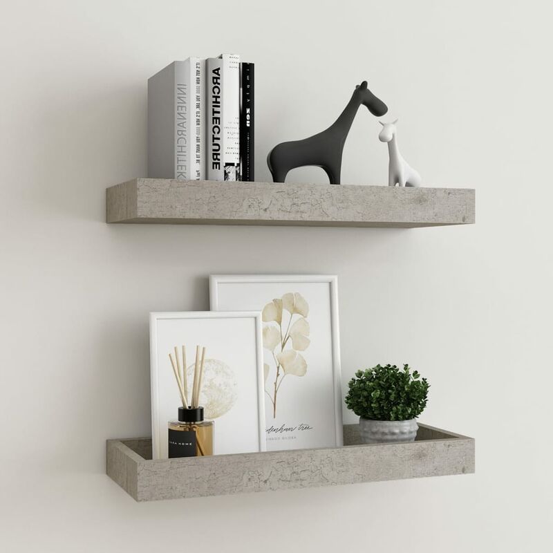 

Estantes de pared Loggia 2 uds gris hormigón 40x15x4 cm MDF
