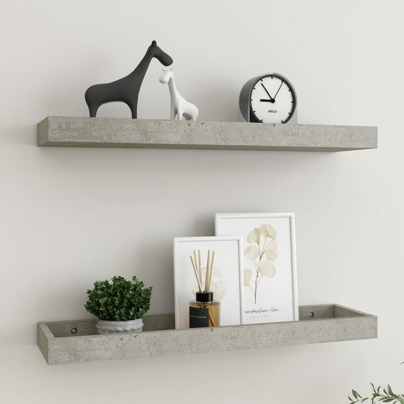 

Estantes de pared Loggia 2 uds gris hormigón 60x15x4 cm MDF