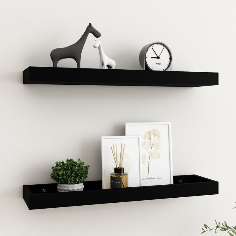 

Estantes de pared Loggia 2 uds negro 60x15x4 cm MDF