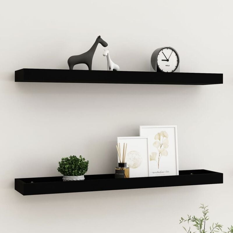 

Estantes de pared Loggia 2 uds negro 80x15x4 cm MDF