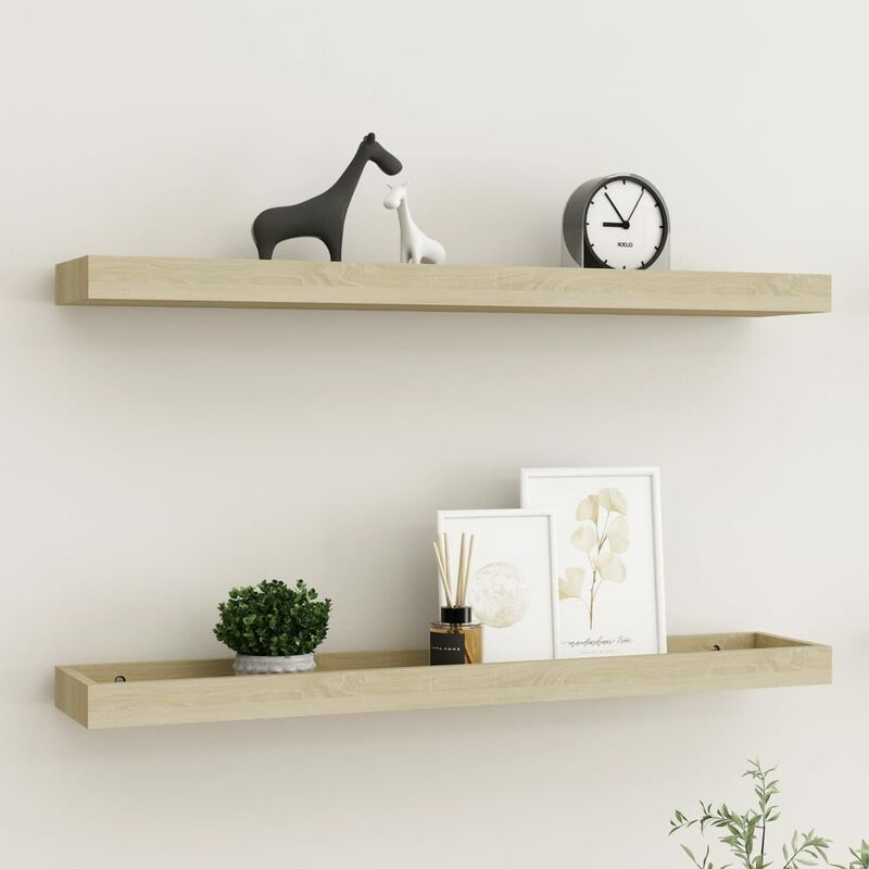 

Estantes de pared Loggia 2 uds roble 80x15x4 cm MDF