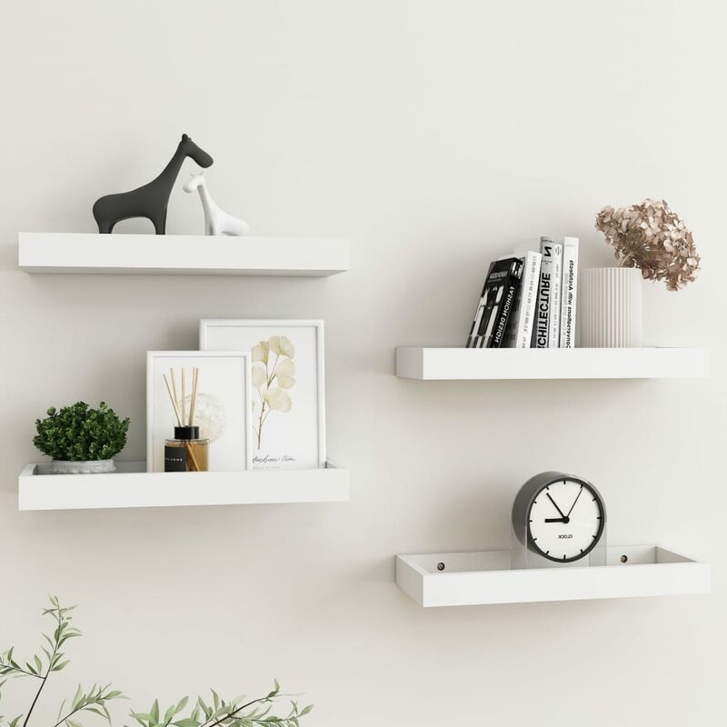 

Estantes de pared Loggia 4 uds blanco 40x15x4 cm MDF