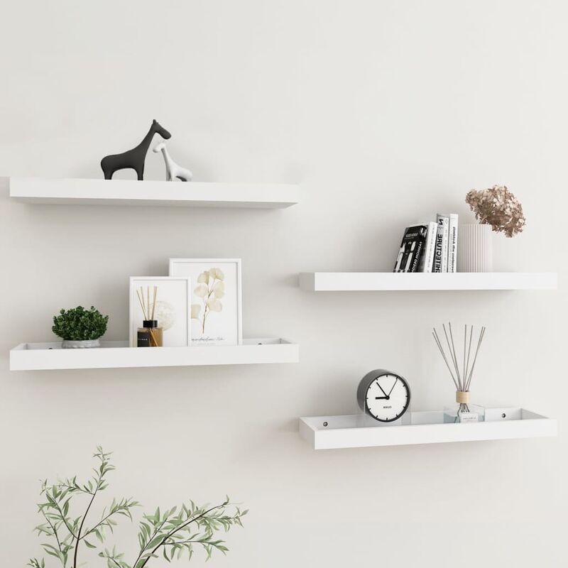 

Estantes de pared Loggia 4 uds blanco 60x15x4 cm MDF