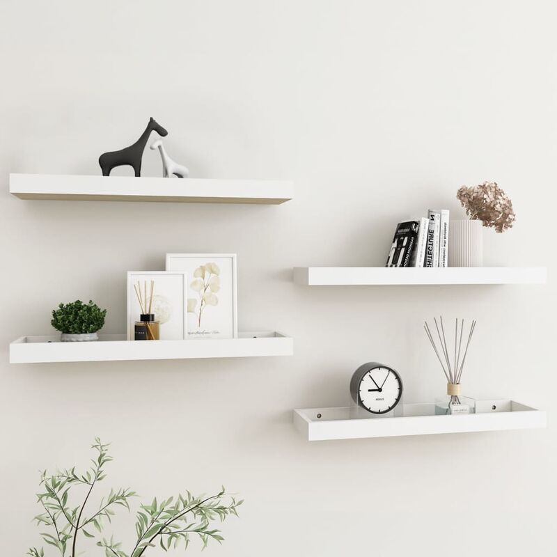

Estantes de pared Loggia 4 uds blanco y roble 60x15x4 cm MDF