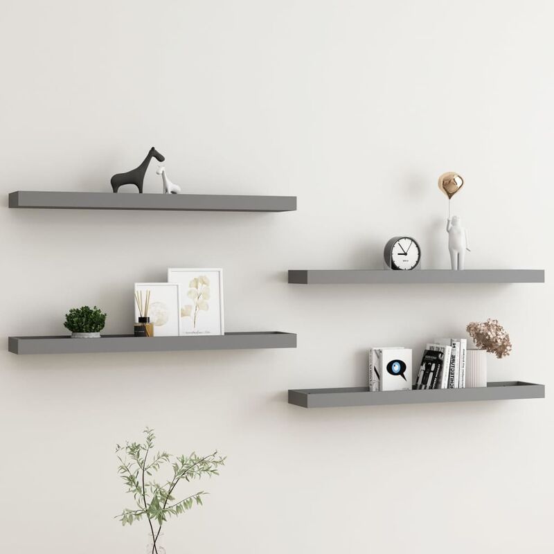 

Estantes de pared Loggia 4 uds gris 80x15x4 cm MDF