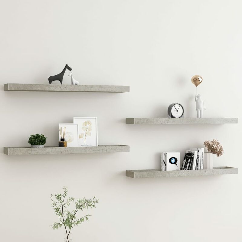 

Estantes de pared Loggia 4 uds gris hormigón 80x15x4 cm MDF
