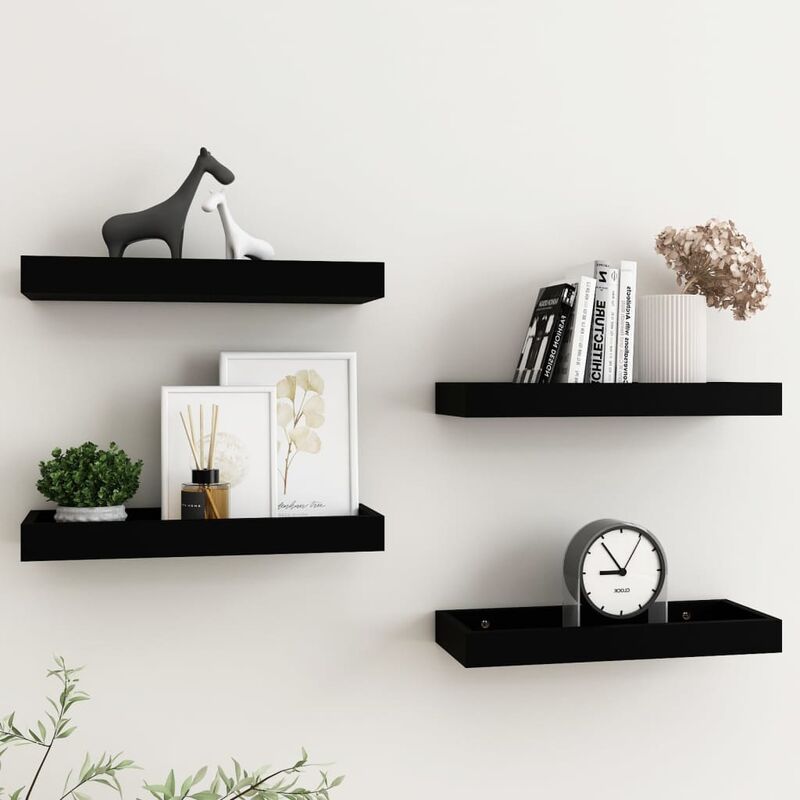 

Estantes de pared Loggia 4 uds negro 40x15x4 cm MDF