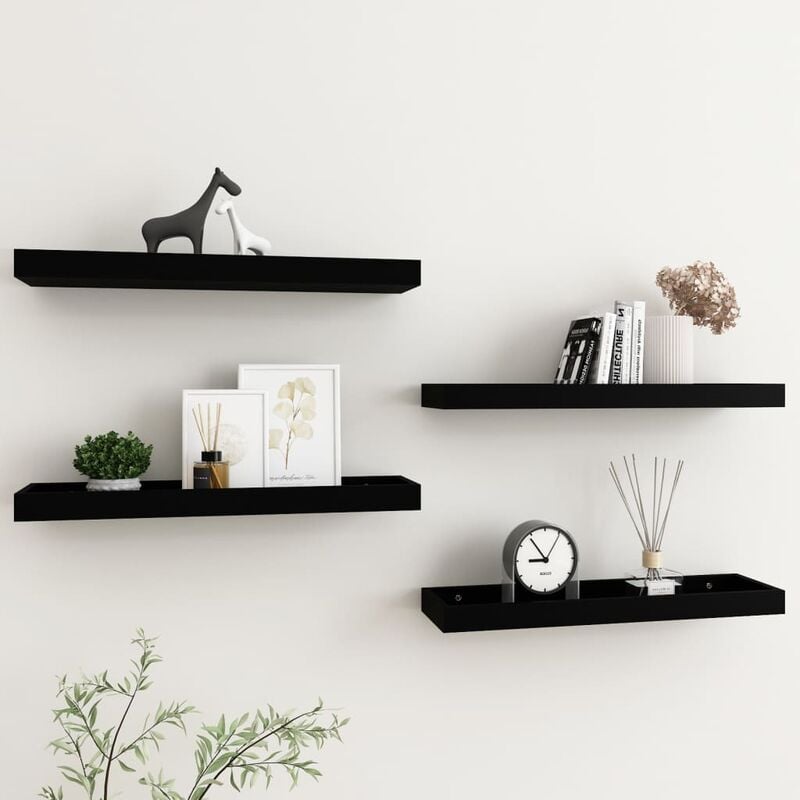 

Estantes de pared Loggia 4 uds negro 60x15x4 cm MDF