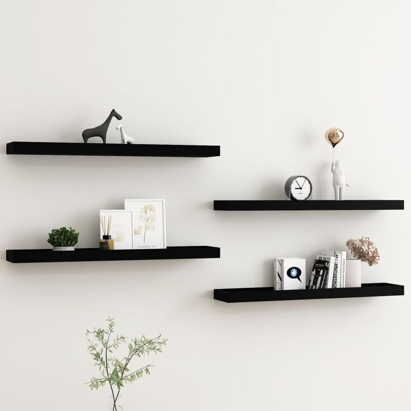 

Estantes de pared Loggia 4 uds negro 80x15x4 cm MDF