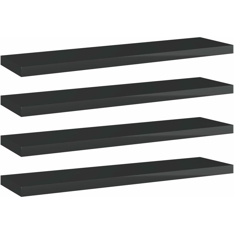 

Estantes estantería 4 uds aglomerado negro brillo 40x10x1,5 cm - Negro