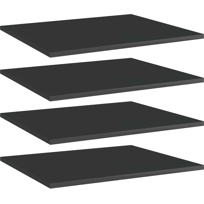 

vidaXL Estantes estantería 4 uds aglomerado negro brillo 60x50x1,5 cm - Negro