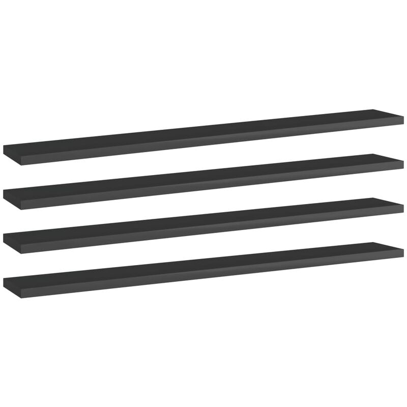 

Estantes estantería 4 uds aglomerado negro brillo 80x10x1,5 cm - Negro