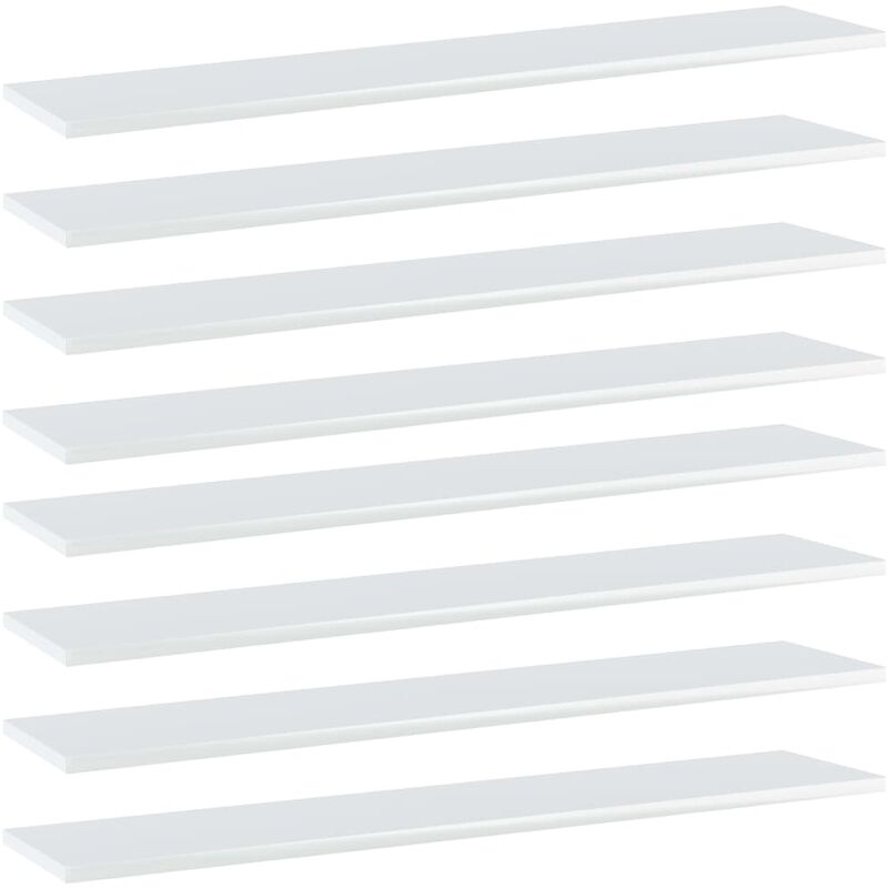 

Estantes estantería 8 uds aglomerado blanco brillo 100x20x1,5cm - Blanco