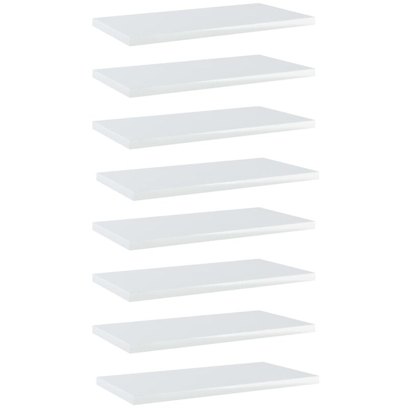 

Estantes estantería 8 uds aglomerado blanco brillo 40x20x1,5 cm - Blanco