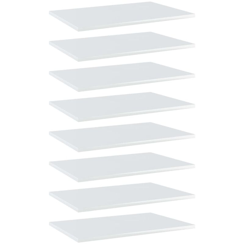 

vidaXL Estantes estantería 8 uds aglomerado blanco brillo 60x40x1,5 cm - Blanco