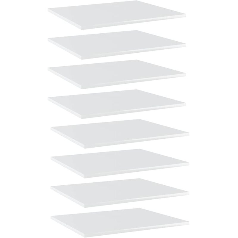 

vidaXL Estantes estantería 8 uds aglomerado blanco brillo 60x50x1,5 cm - Blanco