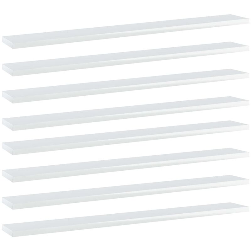 

Estantes estantería 8 uds aglomerado blanco brillo 80x10x1,5 cm - Blanco