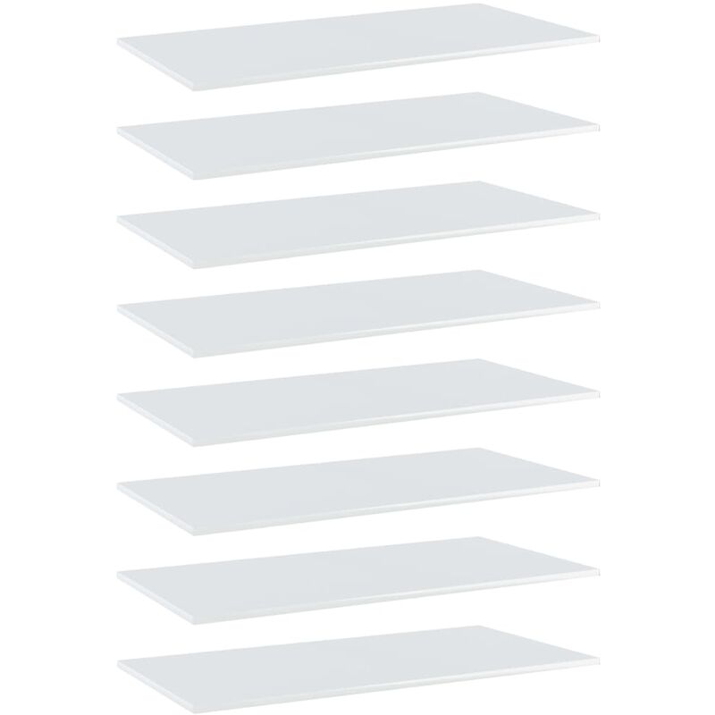 

Estantes estantería 8 uds aglomerado blanco brillo 80x30x1,5 cm - Blanco