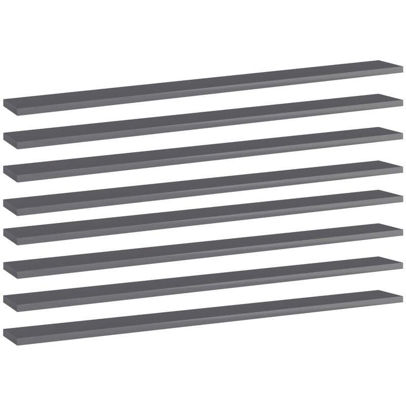 

Estantes estantería 8 uds aglomerado gris brillo 100x10x1,5 cm - Gris