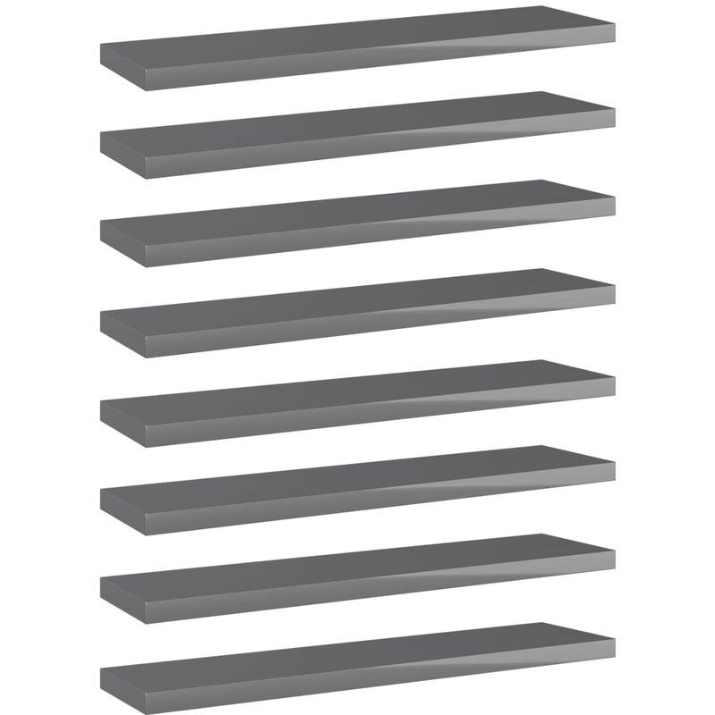 

Estantes estantería 8 uds aglomerado gris brillo 40x10x1,5 cm - Gris