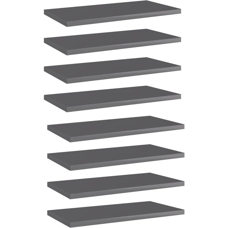 

Estantes estantería 8 uds aglomerado gris brillo 40x20x1,5 cm - Gris