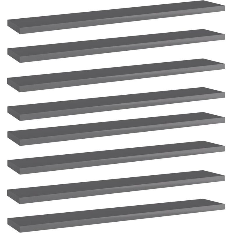 

Estantes estantería 8 uds aglomerado gris brillo 60x10x1,5 cm - Gris