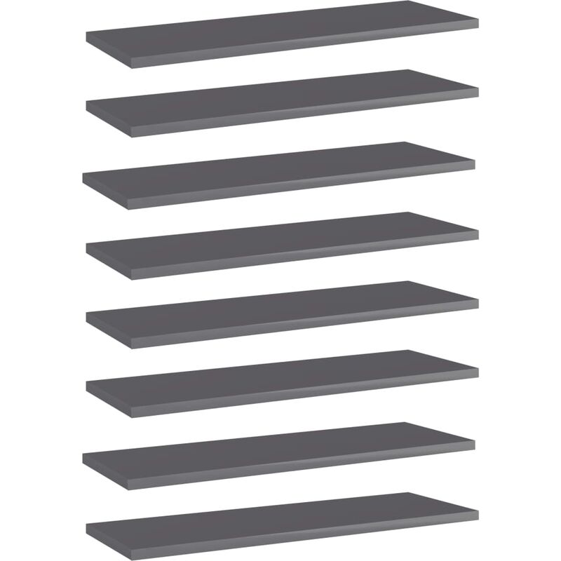 

Estantes estantería 8 uds aglomerado gris brillo 60x20x1,5 cm - Gris