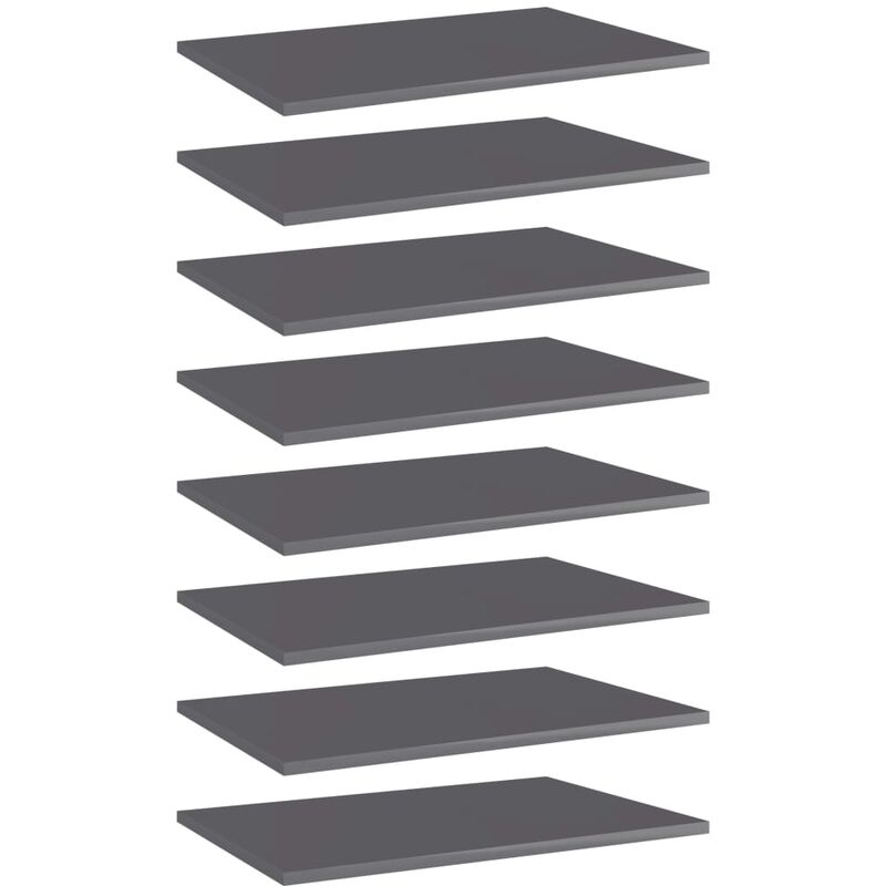 

Estantes estantería 8 uds aglomerado gris brillo 60x40x1,5 cm - Gris