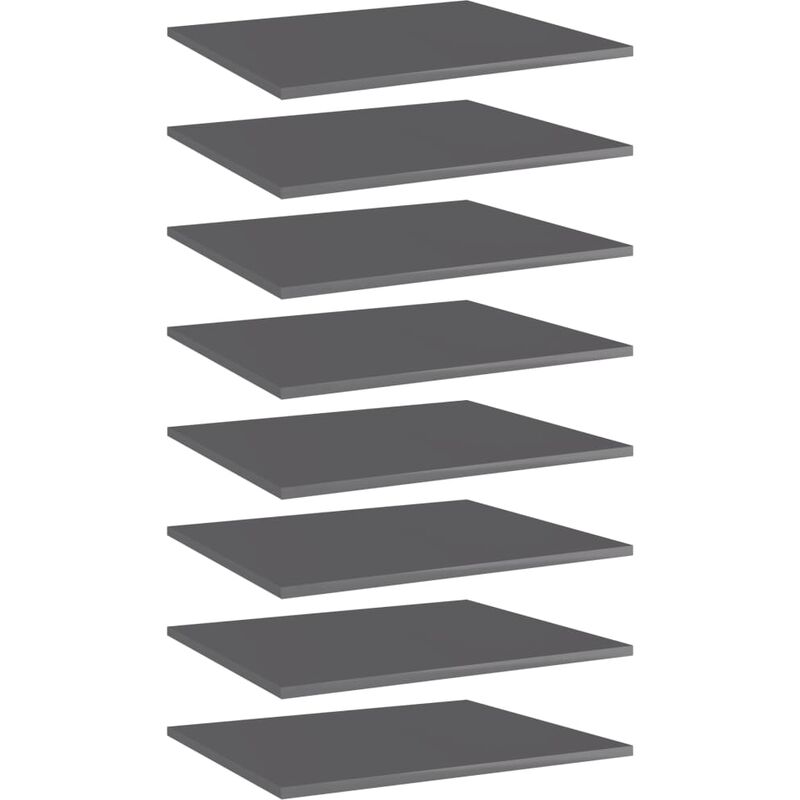 

vidaXL Estantes estantería 8 uds aglomerado gris brillo 60x50x1,5 cm - Gris