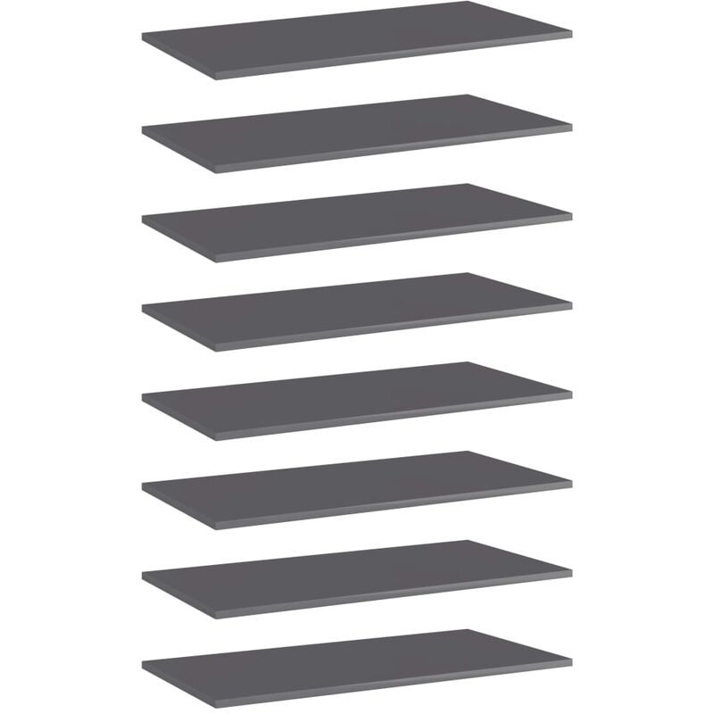 

Estantes estantería 8 uds aglomerado gris brillo 80x40x1,5 cm - Gris