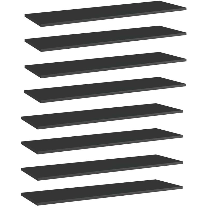 

Estantes estantería 8 uds aglomerado negro brillo 100x30x1,5 cm - Negro