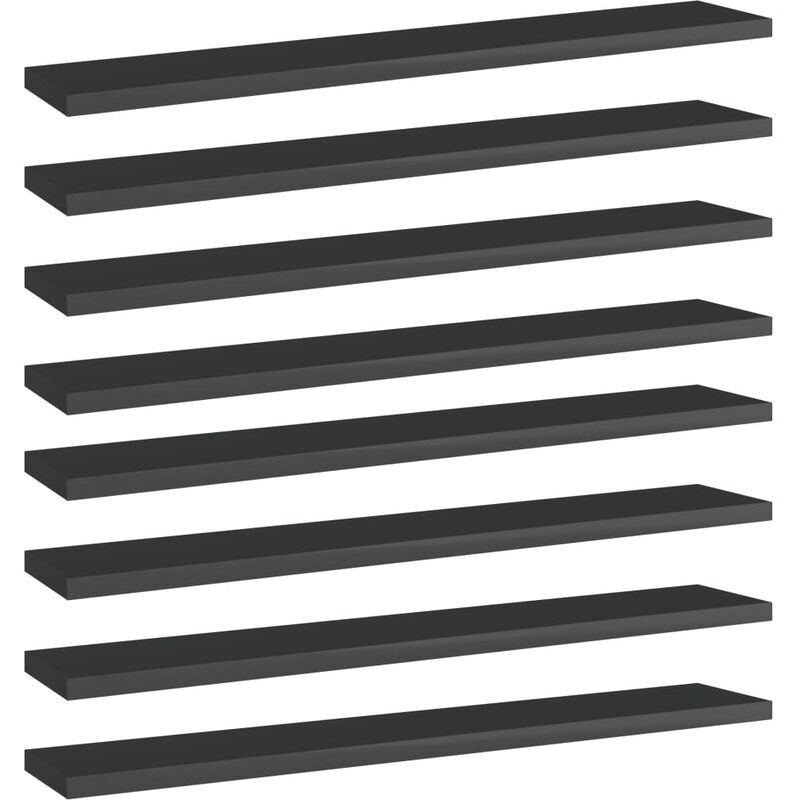 

Estantes estantería 8 uds aglomerado negro brillo 60x10x1,5 cm - Negro