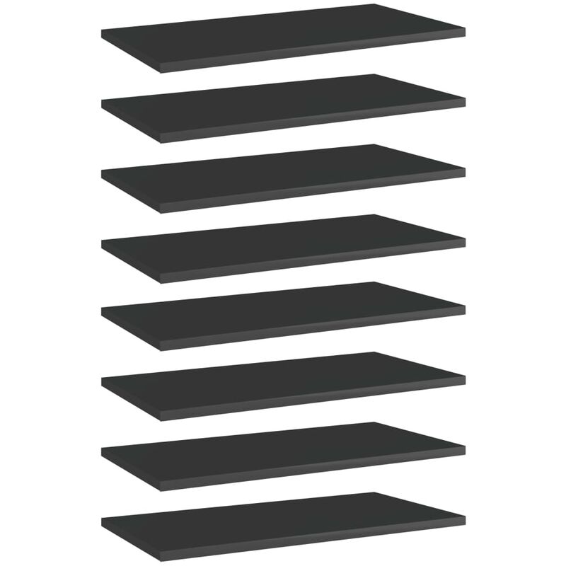 

Estantes estantería 8 uds aglomerado negro brillo 60x30x1,5 cm - Negro