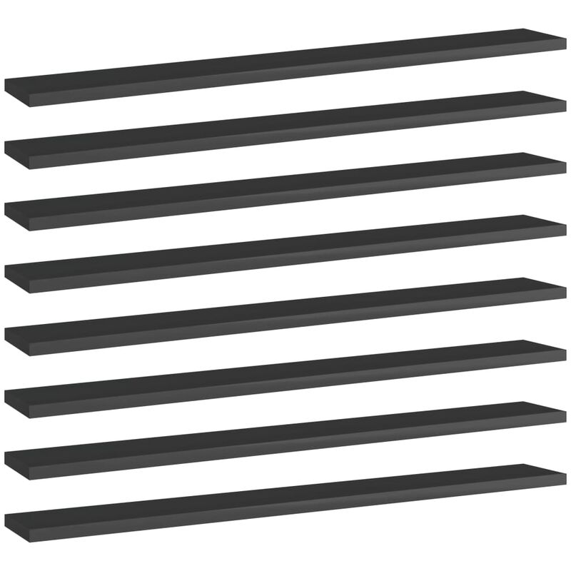 

Estantes estantería 8 uds aglomerado negro brillo 80x10x1,5 cm - Negro