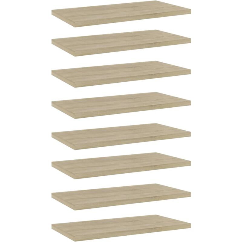 

vidaXL Estantes estantería 8 uds aglomerado roble Sonoma 40x20x1,5 cm - Marrón
