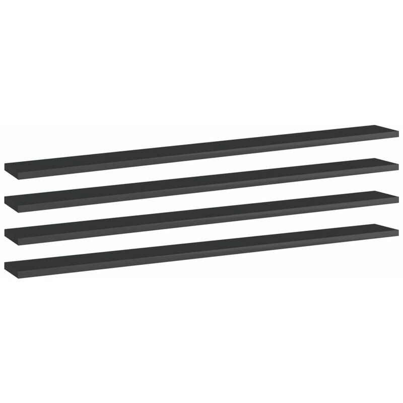 

Estantes estanteria 4 uds aglomerado negro brillo 100x10x1,5 cm