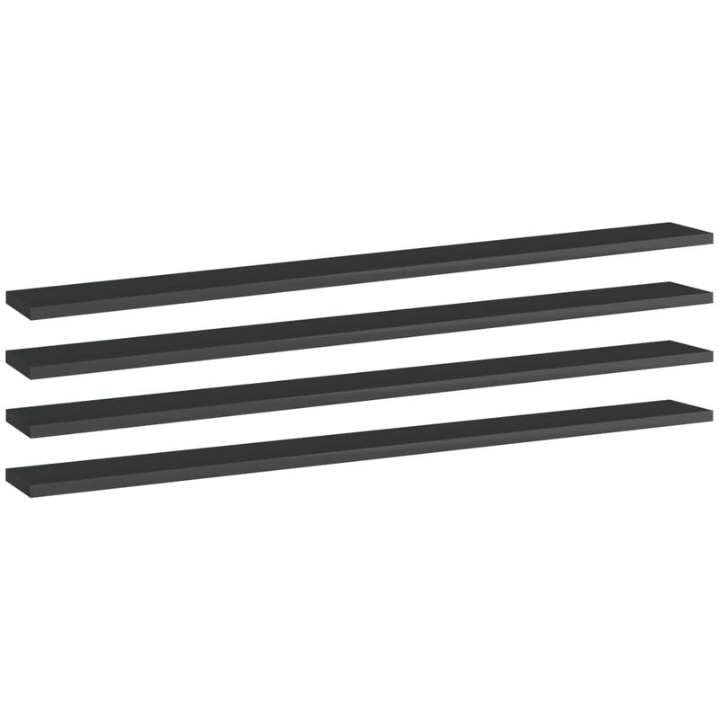

Estantes estantería 4 uds aglomerado negro brillo 100x10x1,5 cm