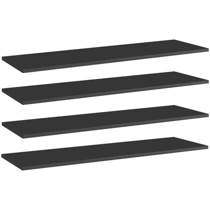 

Estantes estantería 4 uds aglomerado negro brillo 100x30x1,5 cm
