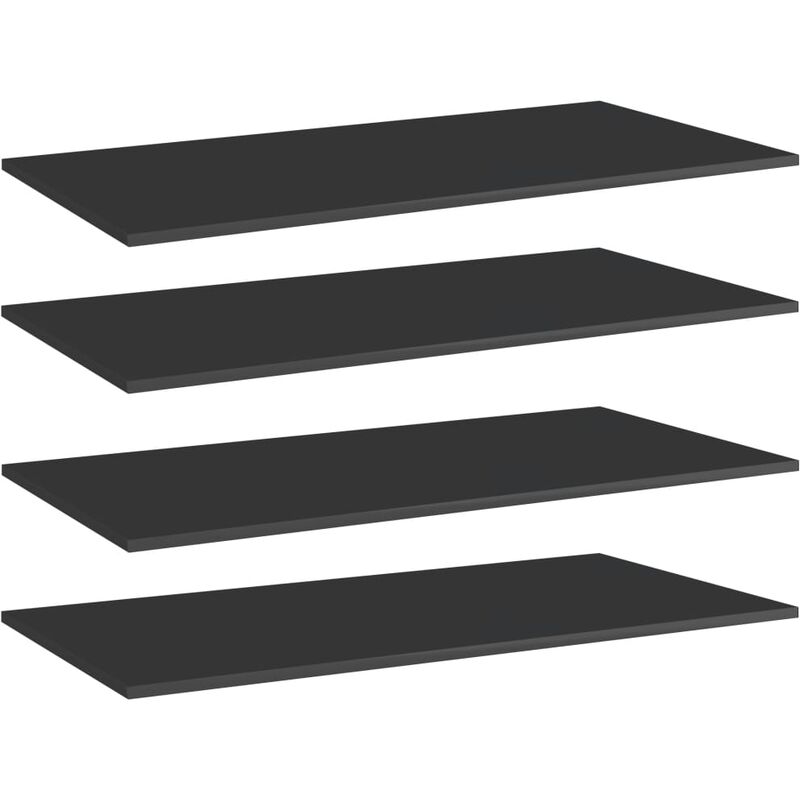 

Estantes estantería 4 uds aglomerado negro brillo 100x50x1,5 cm