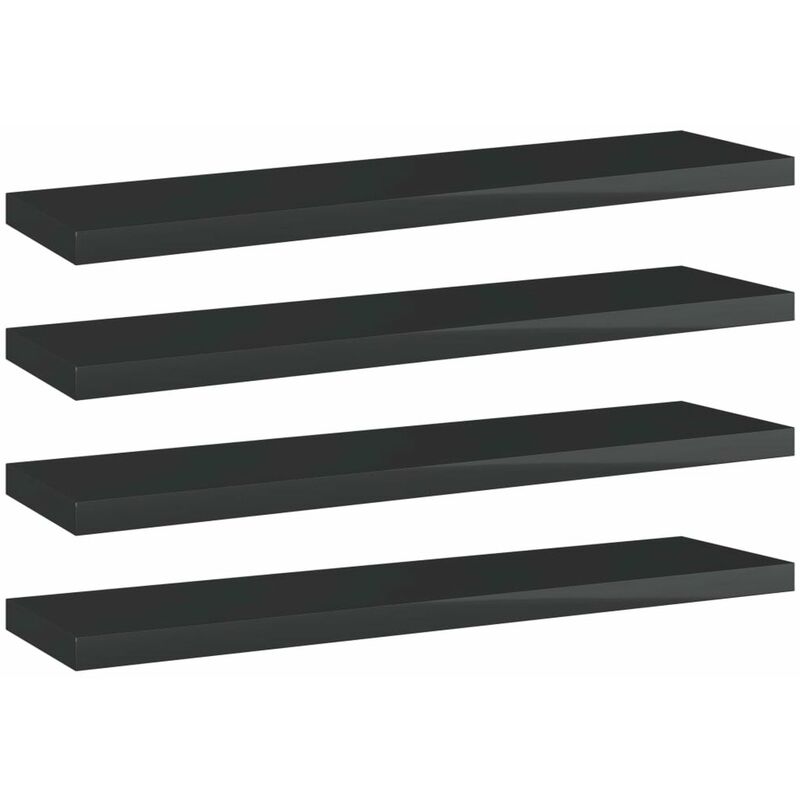 

Estantes estanteria 4 uds aglomerado negro brillo 40x10x1,5 cm