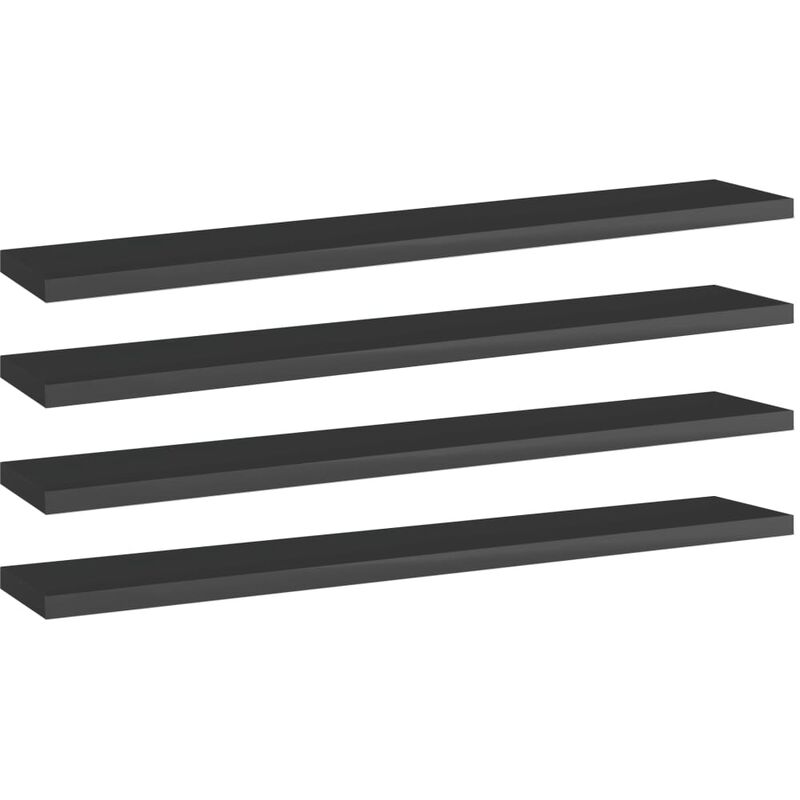 

Estantes estantería 4 uds aglomerado negro brillo 60x10x1,5 cm
