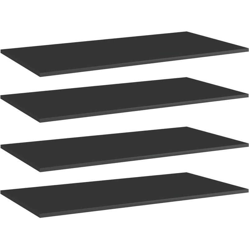 

Estantes estantería 4 uds aglomerado negro brillo 80x30x1,5 cm