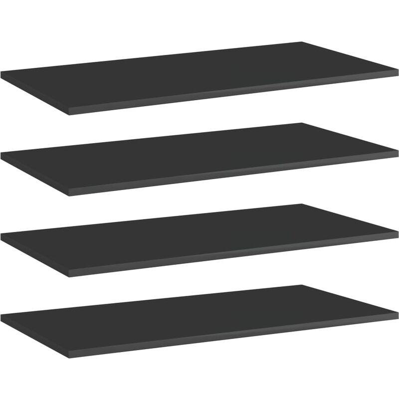 

Estantes estantería 4 uds aglomerado negro brillo 80x40x1,5 cm