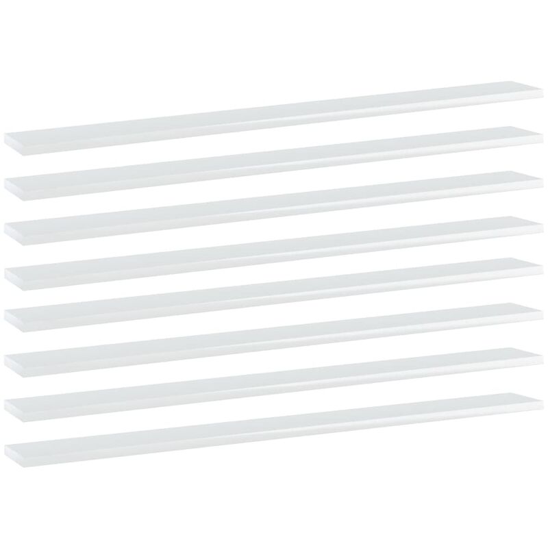 

Estantes estantería 8 uds aglomerado blanco brillo 100x10x1,5cm
