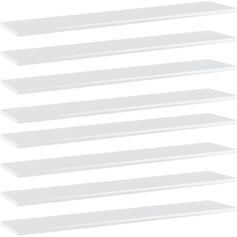 

Estantes estantería 8 uds aglomerado blanco brillo 100x20x1,5cm