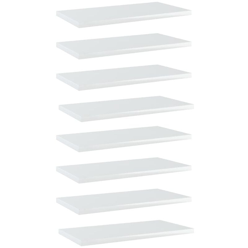 

Estantes estantería 8 uds aglomerado blanco brillo 40x20x1,5 cm